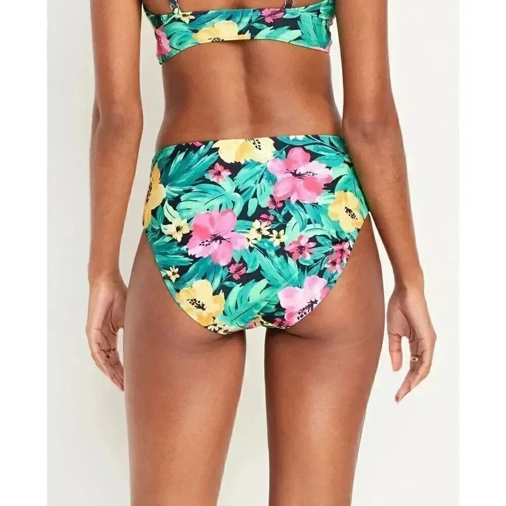Old Navy Tropical Floral High-Waisted Bikini Swim Bottoms SZ XS